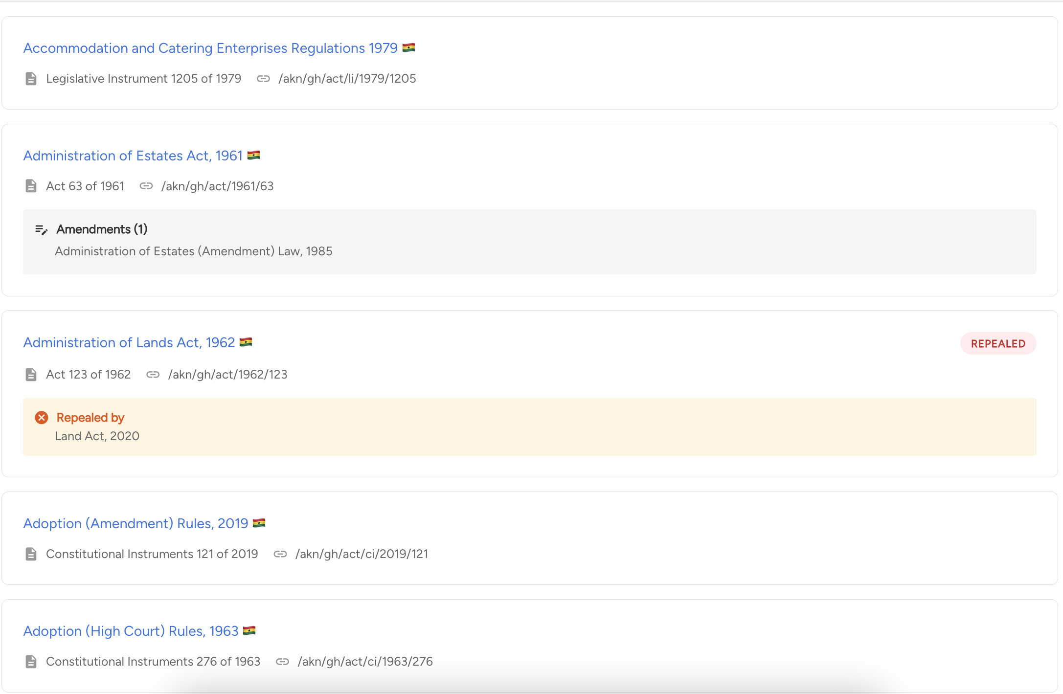 Comprehensive legislation database
